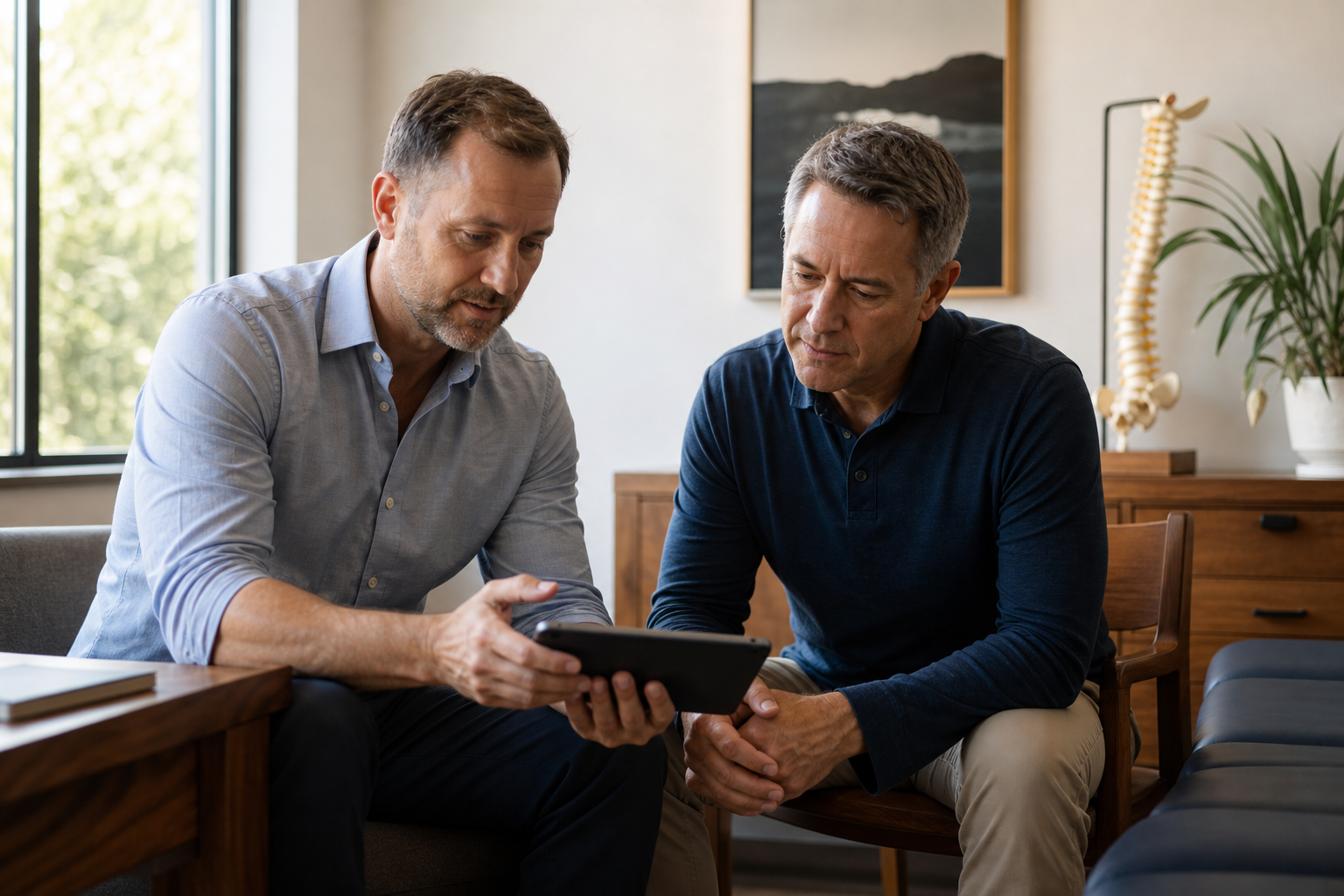 A doctor and patient reviewing an assessment together